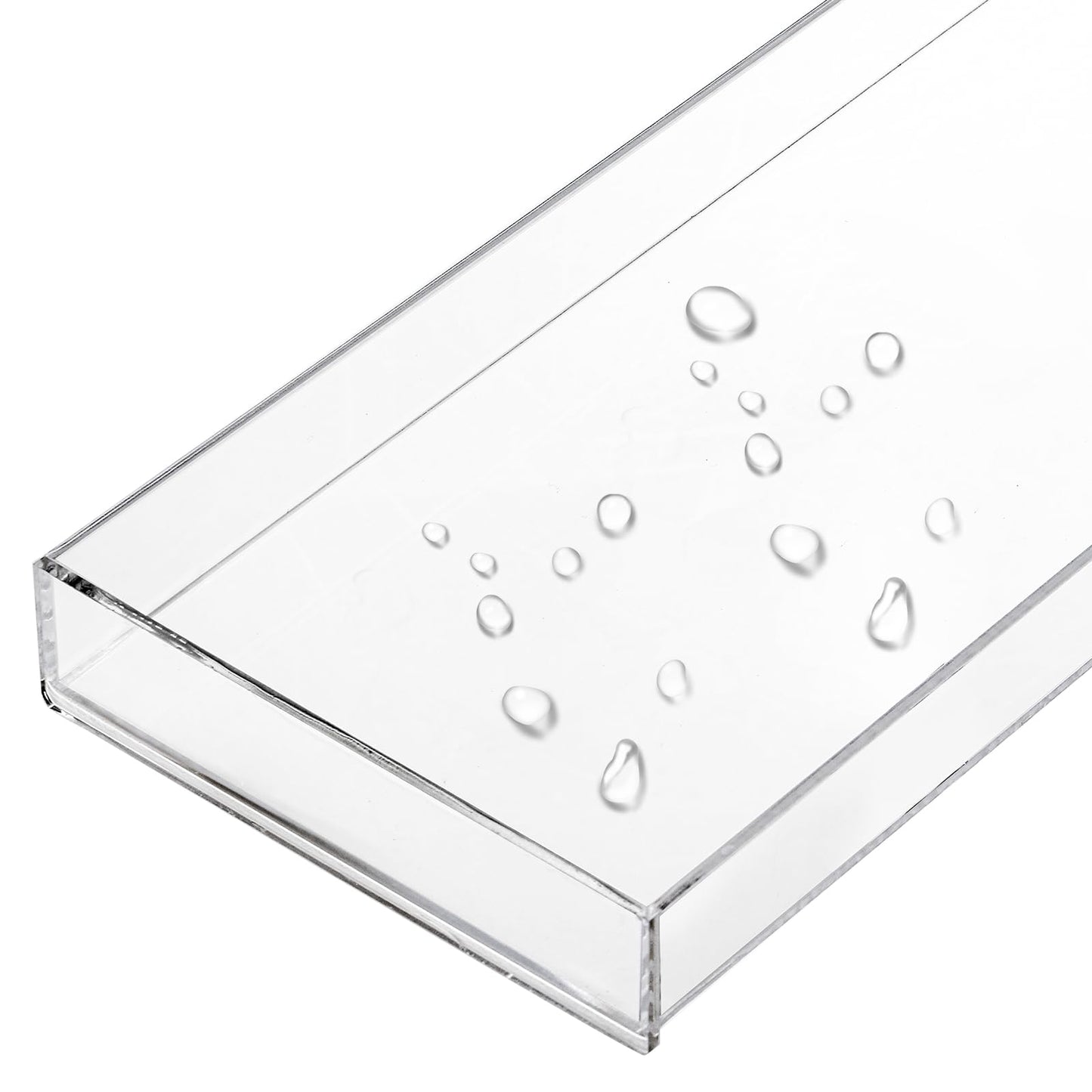 Peohud 3 Pack Acrylic Bathroom Trays, Clear Vanity Tray for Toilet Tank, Decorative Countertop Organizer for Perfume, Makeup, Cosmetics, Jewelry, Soap, Candle, Plant, 12 x 5.1 x 1.2 Inches