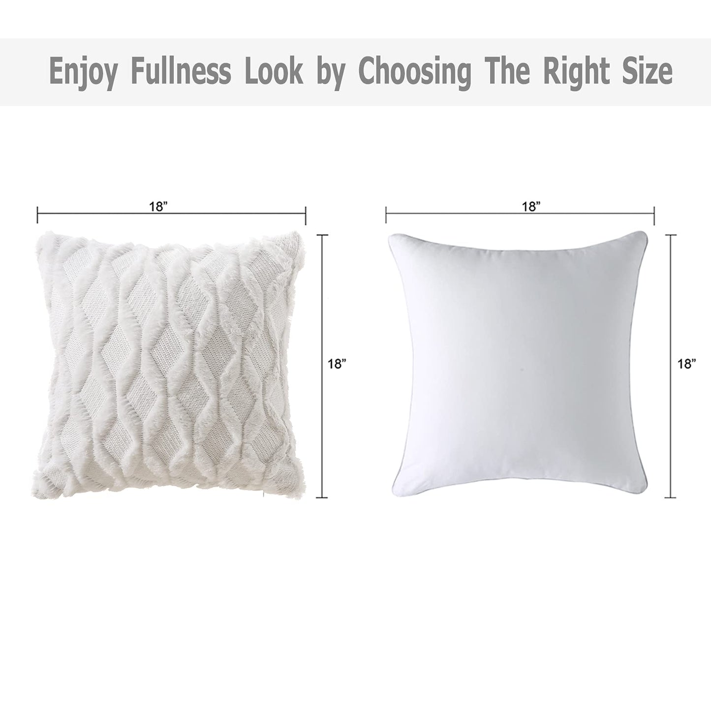 Volcanics Pack of 2 Faux Wool Throw Pillow Covers 20x20 Inches Decorative Farmhouse Velvet Couch Pillow Case Soft Plush Square Boho Cushion Pillowcase, White
