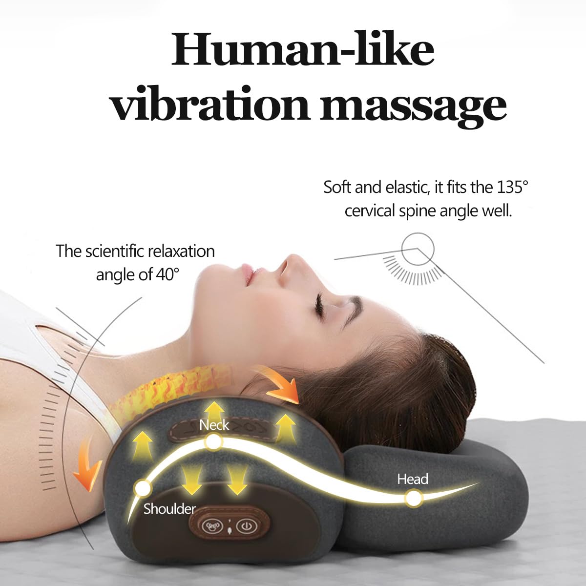 Bkrtondsy 3-in-1 Cervical Neck Traction Pillow Massage Hump - Heating,Vibration,Airbag Elevation, Automatic Massage,Cervical Traction Pillow, Neck Relief Tool,Deep Muscle Relaxation(Grey&Black)