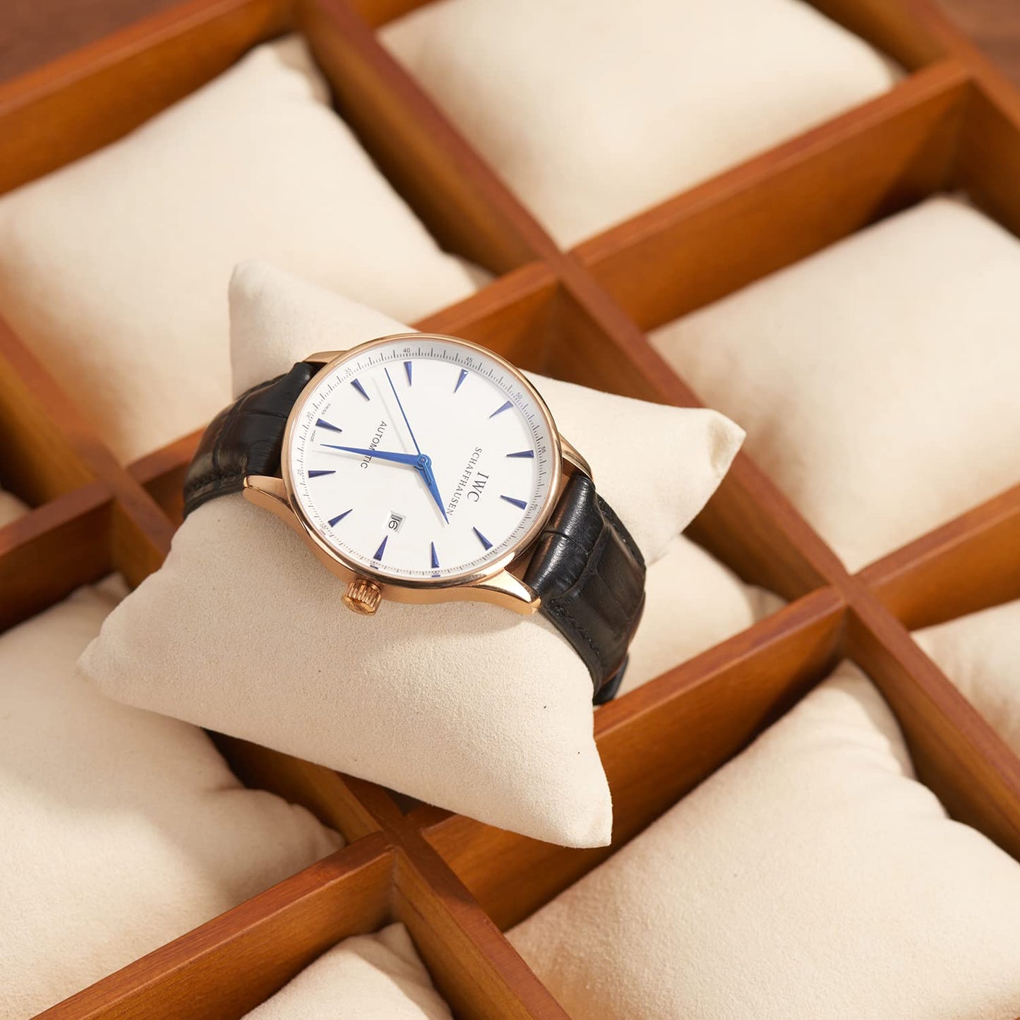 Woodten Solid Wood Watch Storage Tray for Drawer Watch Pillow Organizer Display Tray Showcase (Beige)