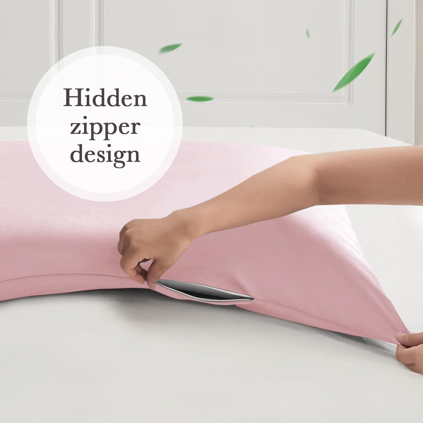 Curved Pillow Case Queen Size, Side Sleeper Pillow Cases Cover Cooling Rayon Derived from Bamboo with Zipper for hot Sleepers Hair and Skin, Breathable Silky Soft Pillowcase 1 Pack 20 * 30 Inches