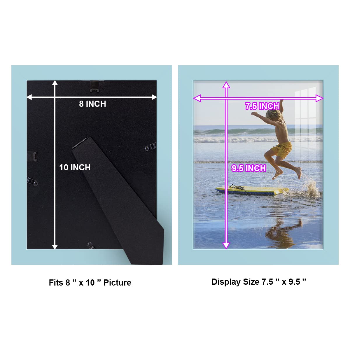 Renditions Gallery 8x10 inch Picture Frame High-end Modern Style, Made of Solid Wood and High Definition Glass Ready for Wall and Tabletop Photo Display, Blue Frame