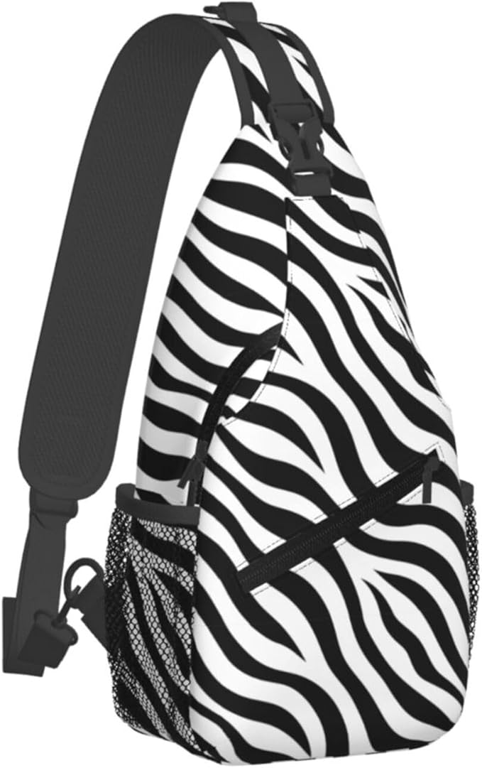 QFXUYNG Zebra Print Adult Sling Bag Unisex Chest Bags Crossbody Backpack Casual Daypacks Shoulder Bag for Women Men Cycling Hiking Travel