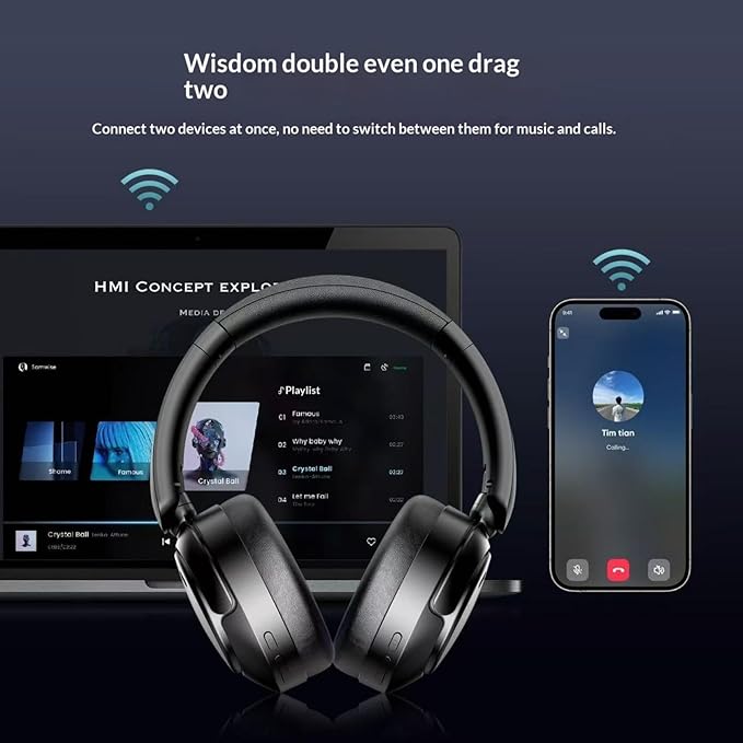 Noise Cancelling Headphones,Wireless Bluetooth 5.4 Over-Ear Headphones,ANC Active Noise Canceling, Long Battery Life, and a Foldable Design Make it Suitable for Travel, Sports, and Gaming. (1pcs)