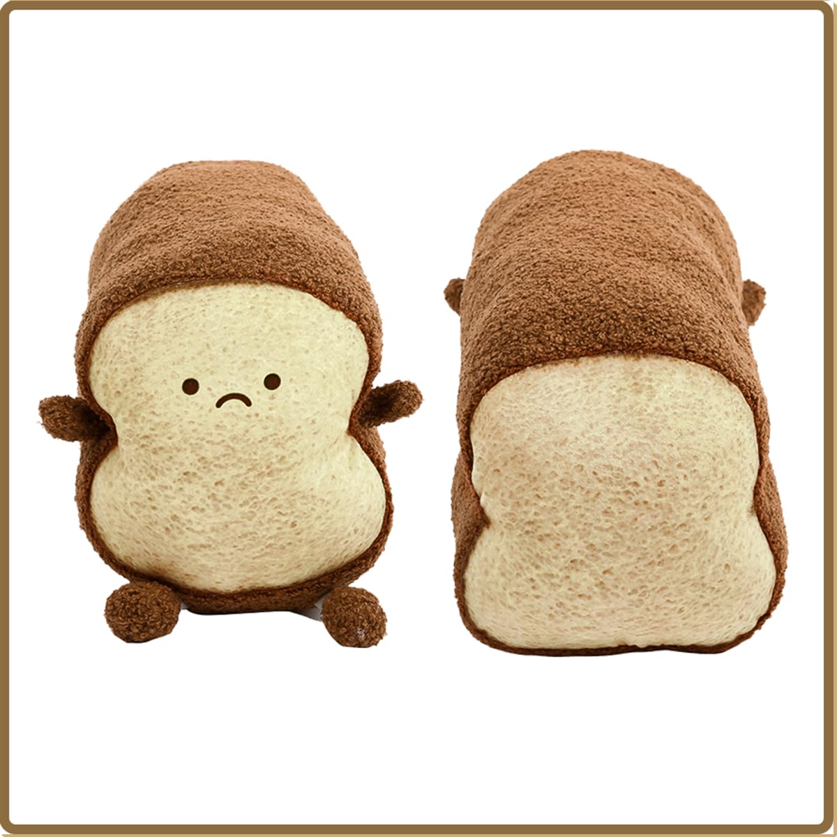 DENTRUN Toast Plush Pillow, Stuffed Bread Shape, Soft Toast Bread Food Plushies, Fun Sofa Cushion, Stuffed Doll Toy for Kids, Adults Gift, Home Bed Room Decor, 15"