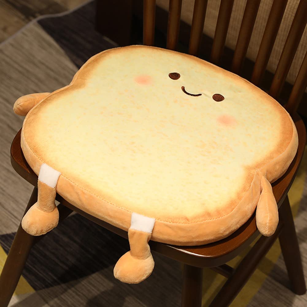Yulefly Toast Seat Cushion - Memory Foam Chair Cushion Cute Bread Plush Pillow Pads with Removable Cover for Gaming Chair Office Home Bedroom Shop Car Decor-Smile