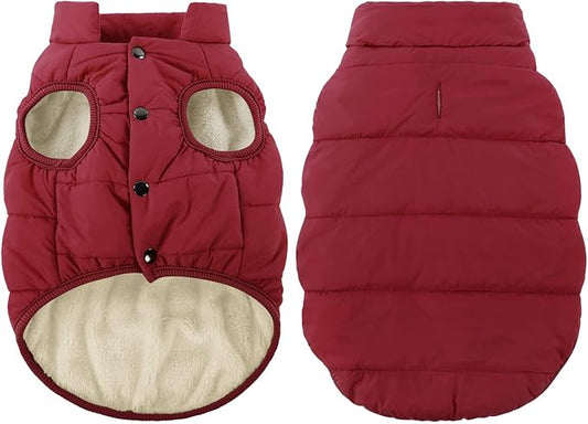 ASENKU Dog Winter Coat - Waterproof Windproof Dog Jacket, Warm Snowproof Doggie Puffer Vest for Cold Weather, Lightweight Snow Coats for Small Medium Large Dogs(S, Red)