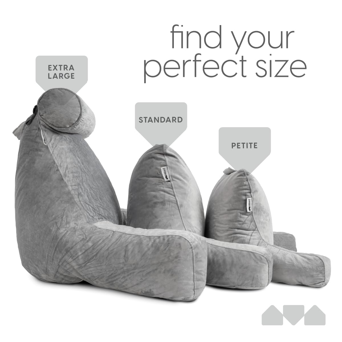 Milliard Reading Pillow with Arms, Grey, Shredded Memory Foam Back Pillow for Bed Sitting Up - Sit Up Backrest Support for Reading & Rest Bed - Washable Cover, Adjustable Comfort, CertiPUR Certified