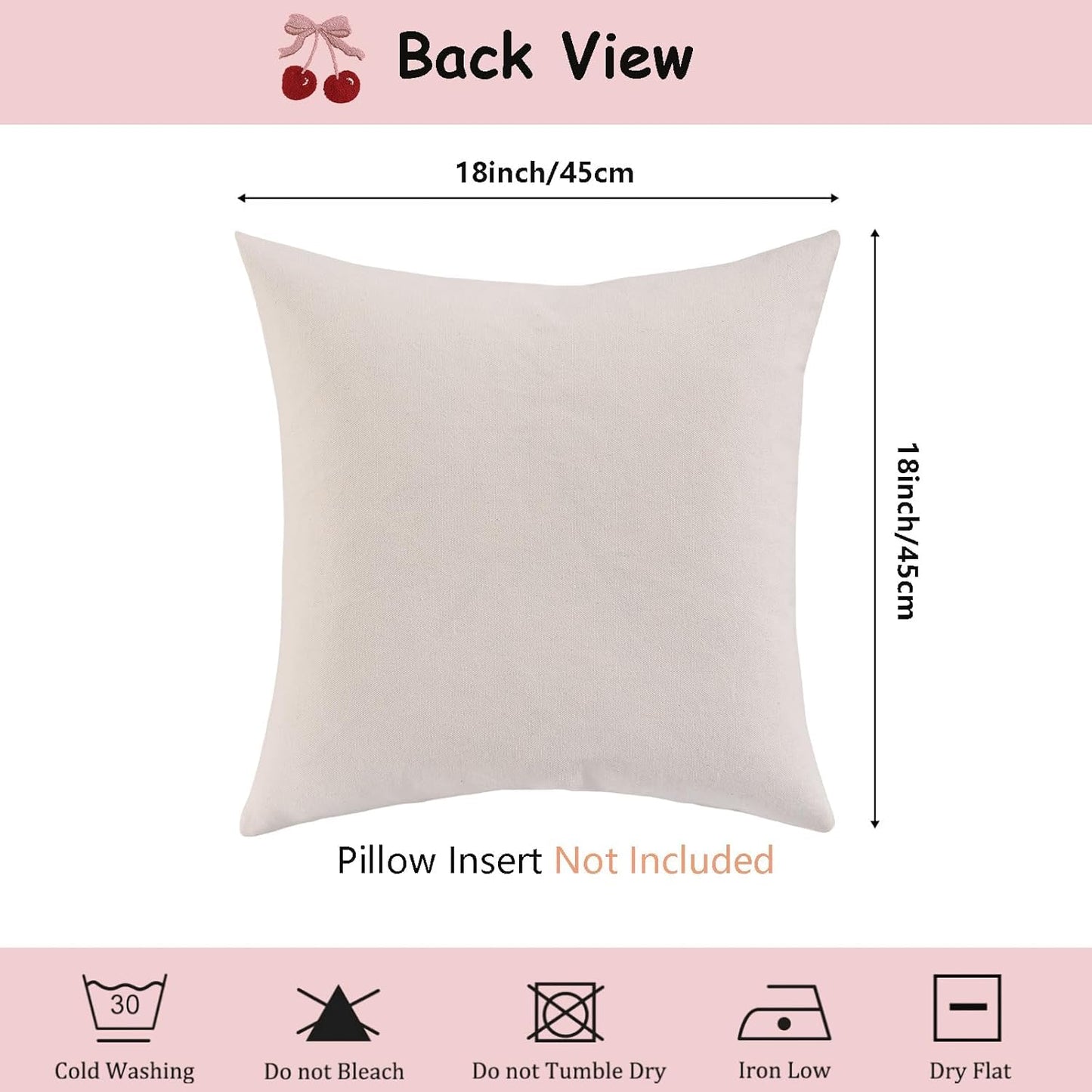 Tosleo Embroidered Throw Pillow Covers 18x18 Pack of 2 Red Cherry Decor Pillow Cover Farmhouse Pillow Cushion Cases Square Tufted Pillowcases for Summer Sofa Couch Bedroom