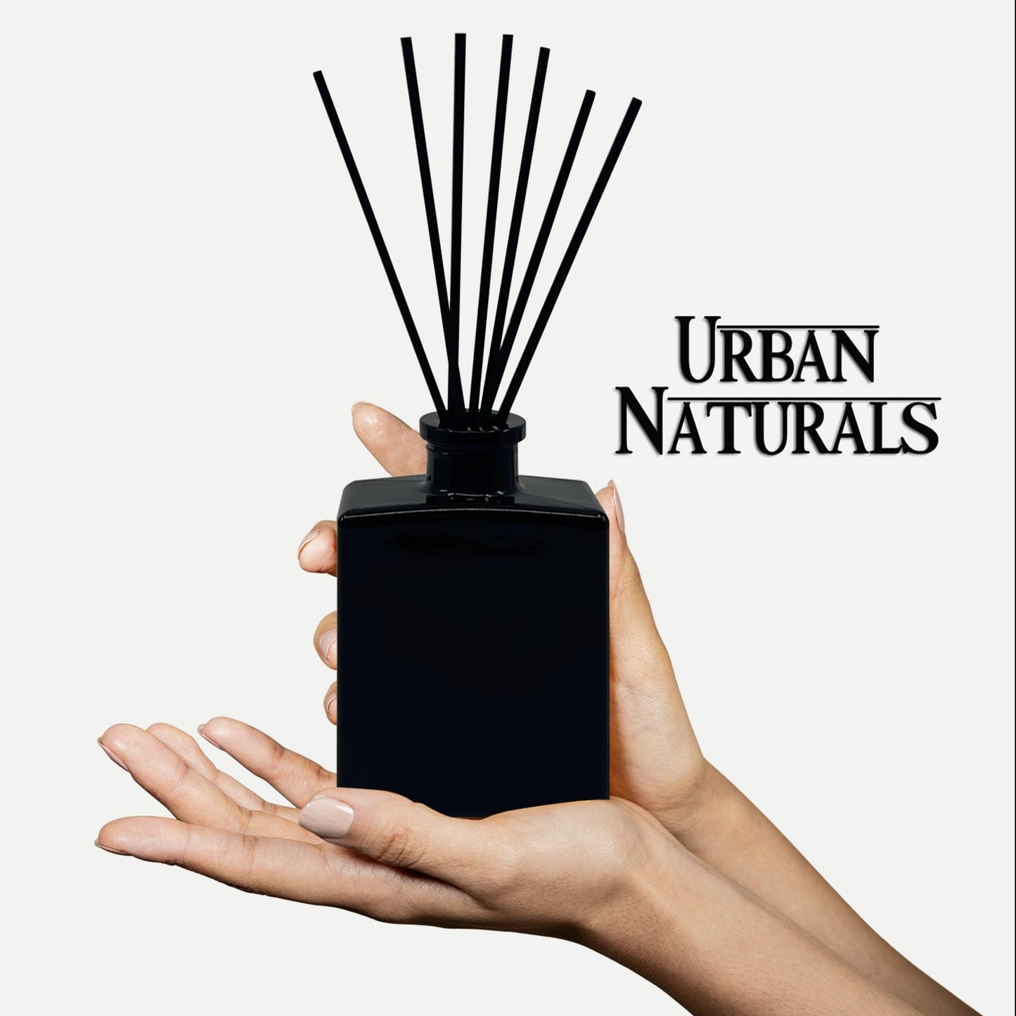 Urban Naturals Smoked Vanilla Reed Diffuser Set with Vanilla Bean, Sandalwood & Leather – 5 Ounce Sleek Black Rectangular Refillable Glass Bottle – Made in the USA