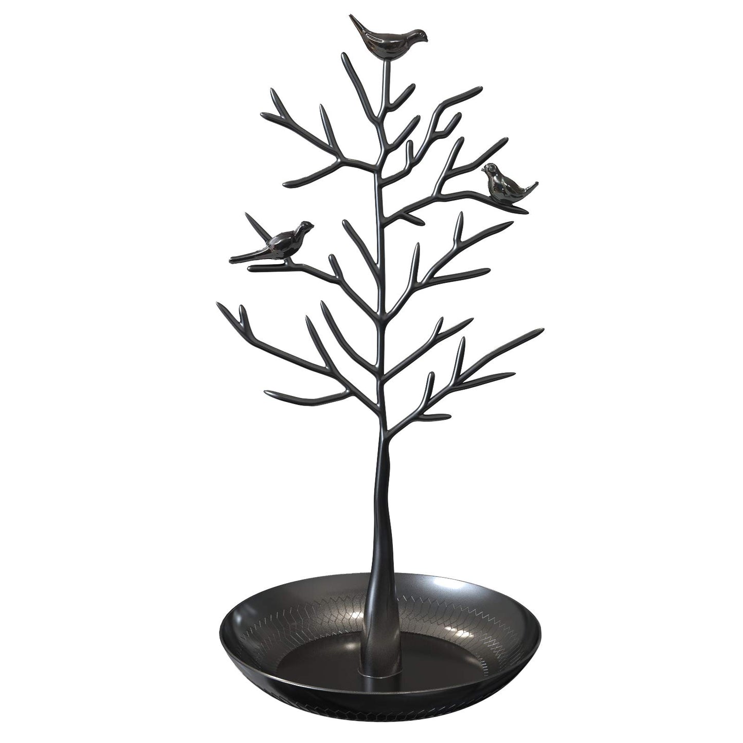 WELL-STRONG Jewelry Tree Necklace Earring Holder Modern Cute Bird Jewelry Stand for Women Girls Teen Black