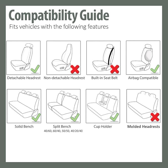 FH Group Automotive Car Seat Covers Rear Set Premium 3D Air Mesh Seat Covers, Airbag Compatible and Split Bench Cover Universal Fit Interior Accessories for Cars Trucks and SUVs - Mint