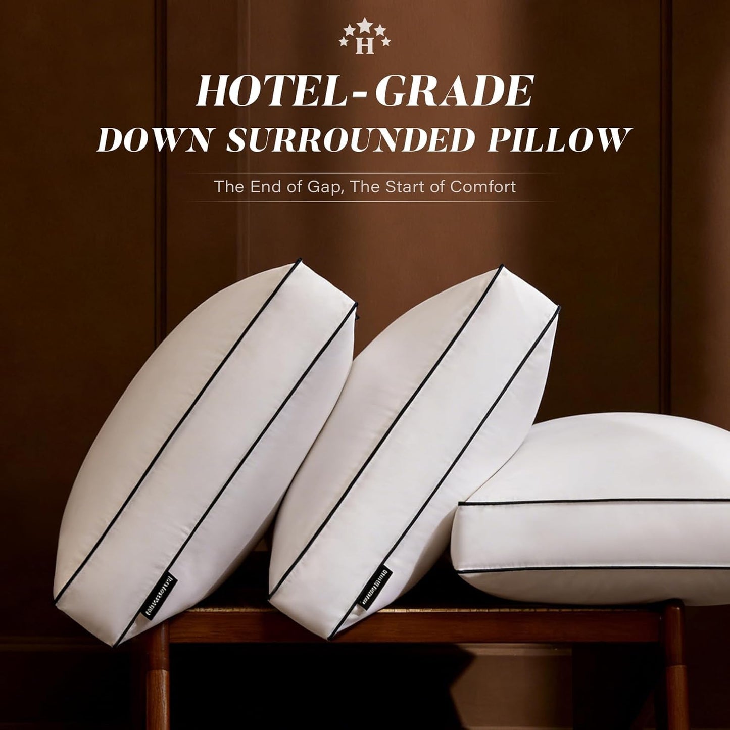 AQUZIN Goose Feather Down Pillow King Size Set of 2, Down Surrounded Hotel Collection Bed Pillows for Sleeping with Gusset, 2 Pack, Fluffy Plush for Side, Back Sleepers 20x36 in.