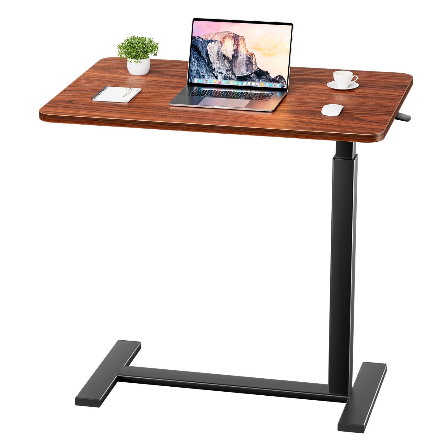 OLIXIS Overbed Bedside Table, Adjustable Hospital & Home Use Bed Table with Wheels, Rolling Laptop Tables, Mobile Standing Desk, Sturdy & Space Saving Design, Rust