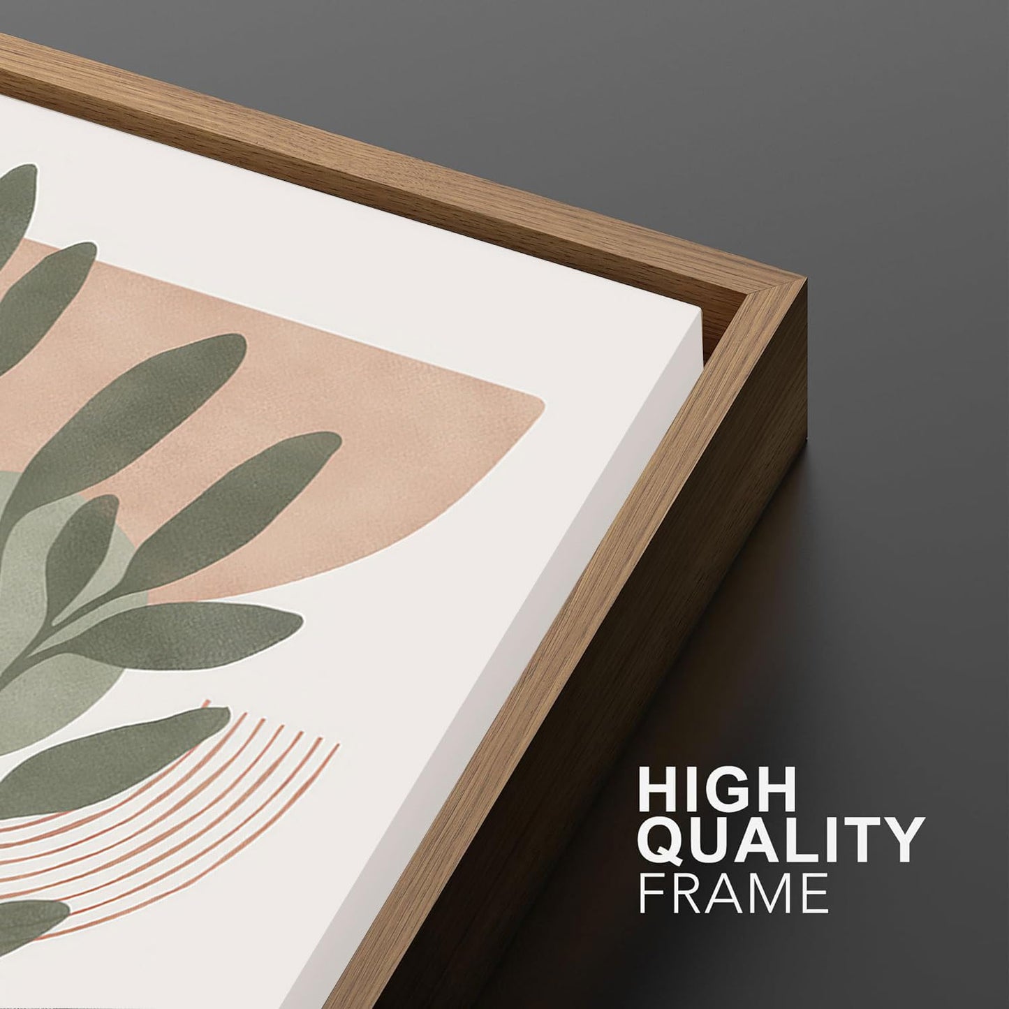 Bwodke Boho Wall Art, Framed Abstract Wall Art, Green Botanical Neutral Canvas Wall Decor, Large Mid Century Plant Pictures Set of 3, Modern Minimalist Paintings, for Bedroom Living Room Bathroom