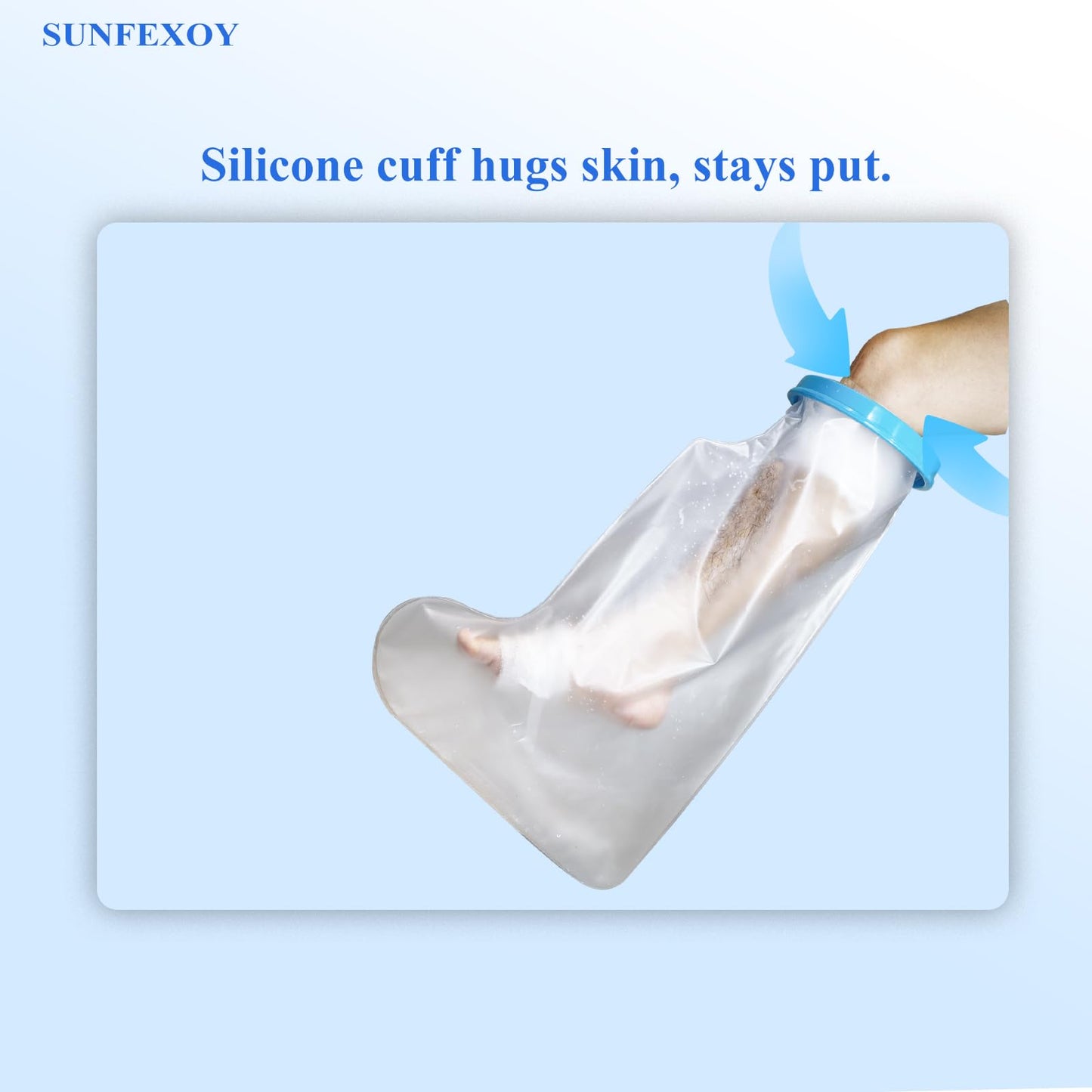 SUNFEXOY Adult Lower Leg Waterproof Protection Cover Suitable for showering while recovering from leg fractures,bandaging,or post-operative care,a breathable and reusable adult waterproof mold cover, accompanied by a drying clamp