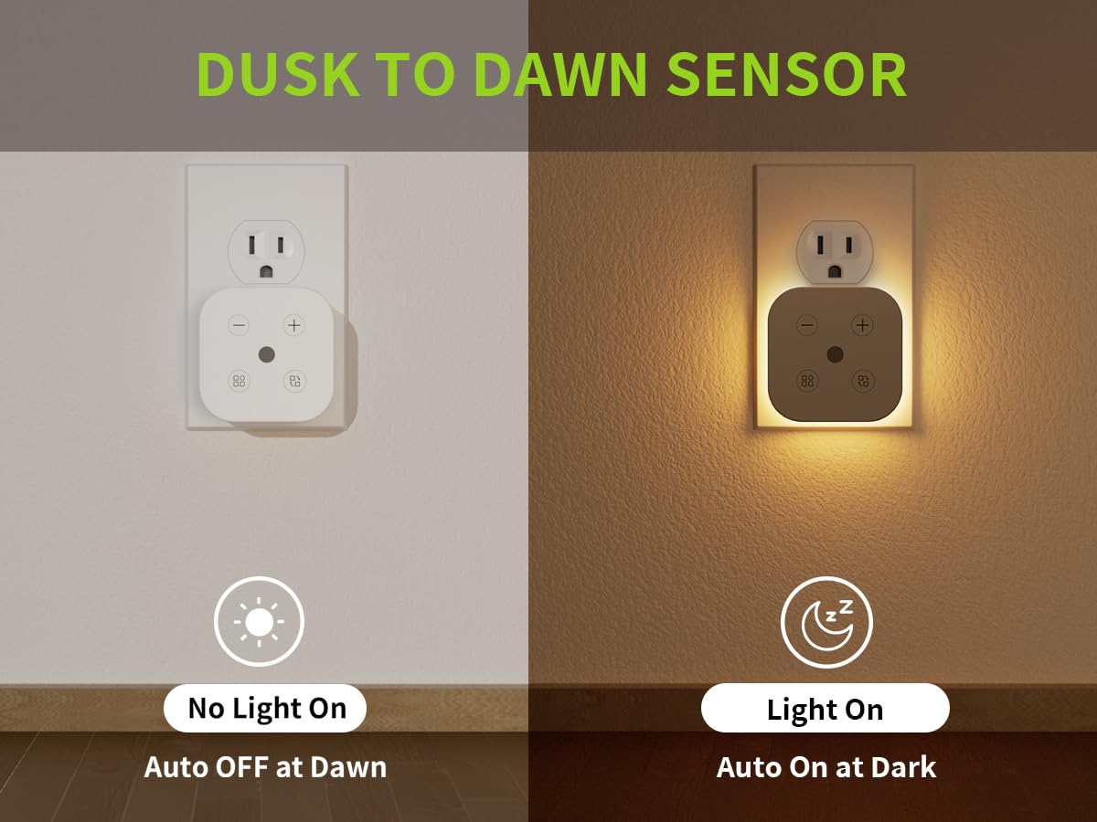 TORANKOS Three Color Temperature Dimmable Night Light Plug in Wall, with Auto Dusk to Dawn Sensor, Plug in Night Light, LED, Kids, Adult, Bedroom, Hallway, Bathroom,Kitchen, Stairways(2 Pack)
