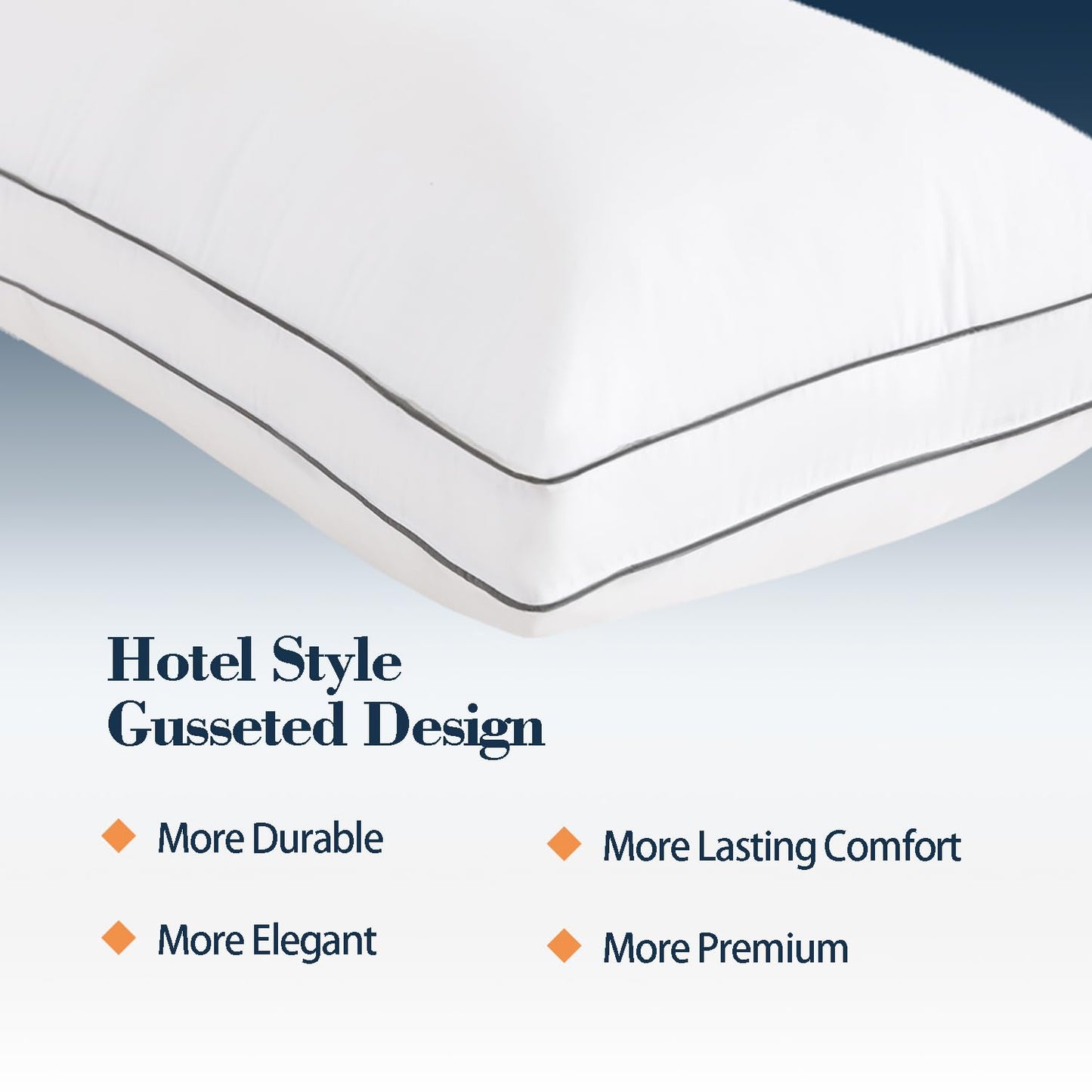 SHOUREN Goose Down Pillows King Size Set of 2, Fluffy Soft Bed Pillows for Sleeping, Down-Filled Pillow Insert with Gusseted Design, Perfect for Back, Side or Stomach Sleepers, 18 * 34"