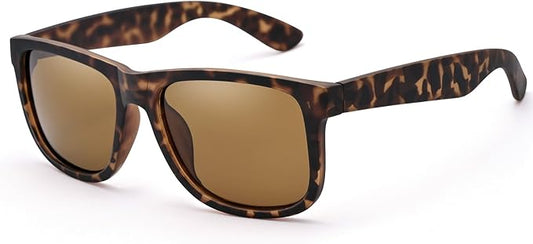 UV400 Polarized Sunglasses Men Women, Classic Square Lightweight Shades, Anti-Glare HD Trendy Sunnies for Leisure
