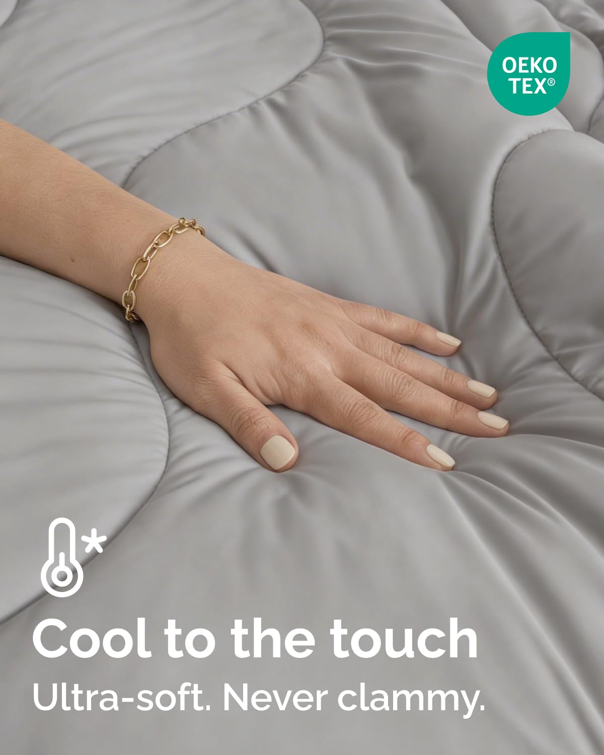 Cooling Comforter Full/Queen Size - Cooling Blanket for Hot Sleepers and Night Sweats - Summer Comforter for Full & Queen Size Beds - Soft, Breathable Cold Blanket for Sleeping - 90x90 (Light Grey)
