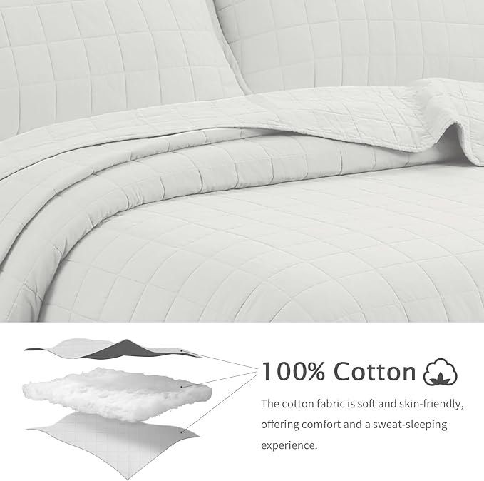 100% Cotton Quilt Sets Cal King Size - Soft Lightweight Quilt Bedding Set for Bedroom Decor-Bedspread in Geometric Pattern with 2 Pillow Shams for All Season, 110x120 inches