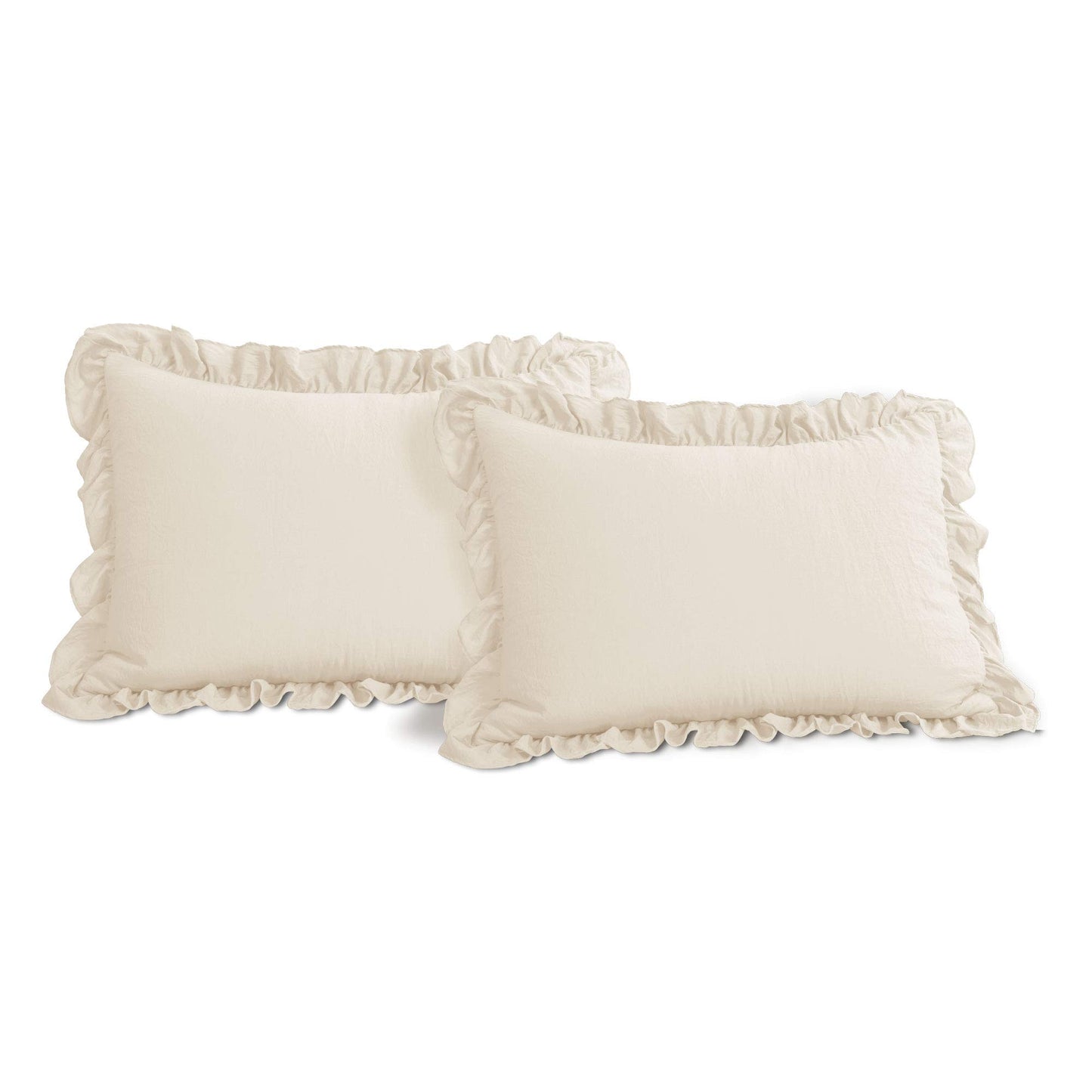 Lush Decor Reyna Ruffle Comforter Set - 3 Piece Cozy Ruffled Bedding Set - Timeless Elegance and Comfort for Dorm Room - Full/ Queen, Ivory