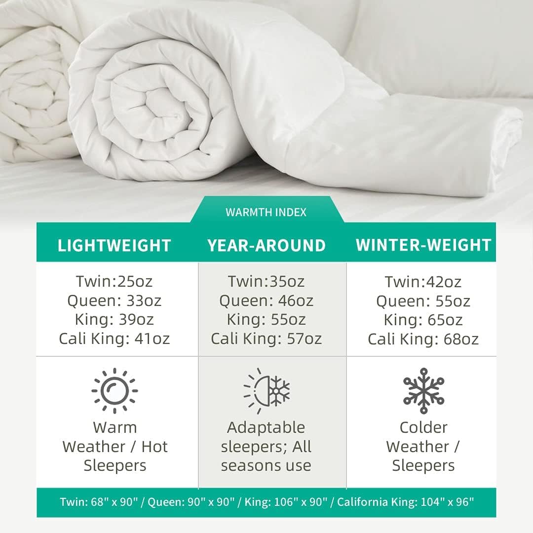 APSMILE Down Comforter Queen Size, All Season Duvet Insert, Ultra-Soft High Fill-Power Bedding Comforter, Fluffy Medium Warm Hotel Collection with Corner Tabs, 90x90, White