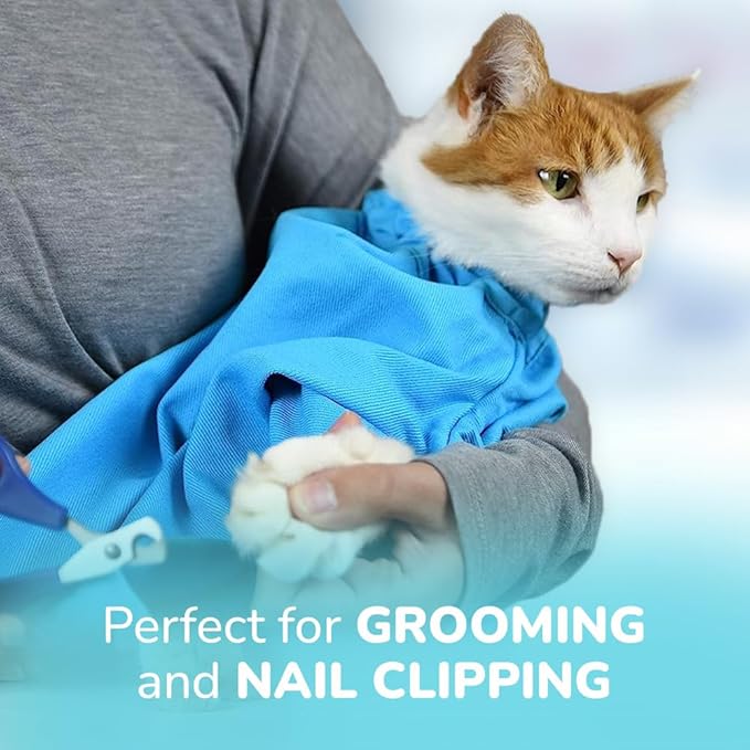 Cat-in-the-Bag Cozy Comfort Carrier - Extra Large Light Blue Cat Carrier Soft and Pet Carrier Administration, Grooming, Vet Visits, Dental Care, and Nail Trimming
