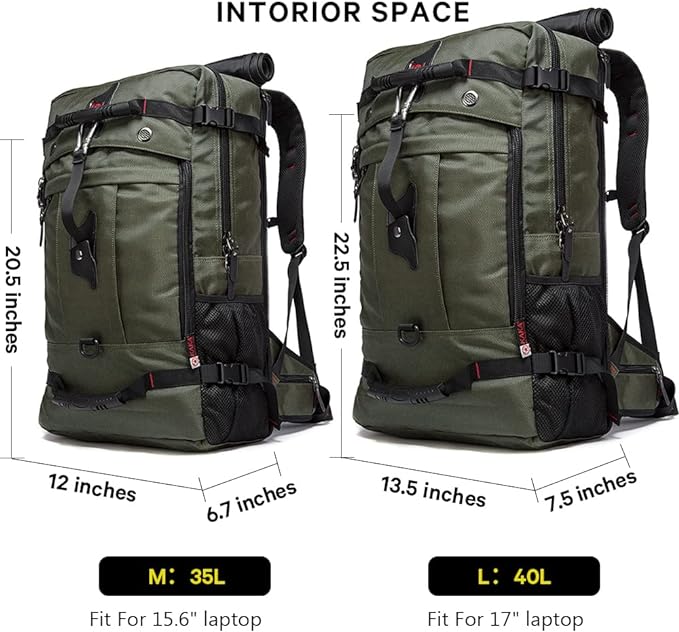 KAKA Travel Backpack, Carry On Backpack Durable Convertible Duffle Bag Fit for 15.6 Inch Laptop for Men and Women(Medium 35L)