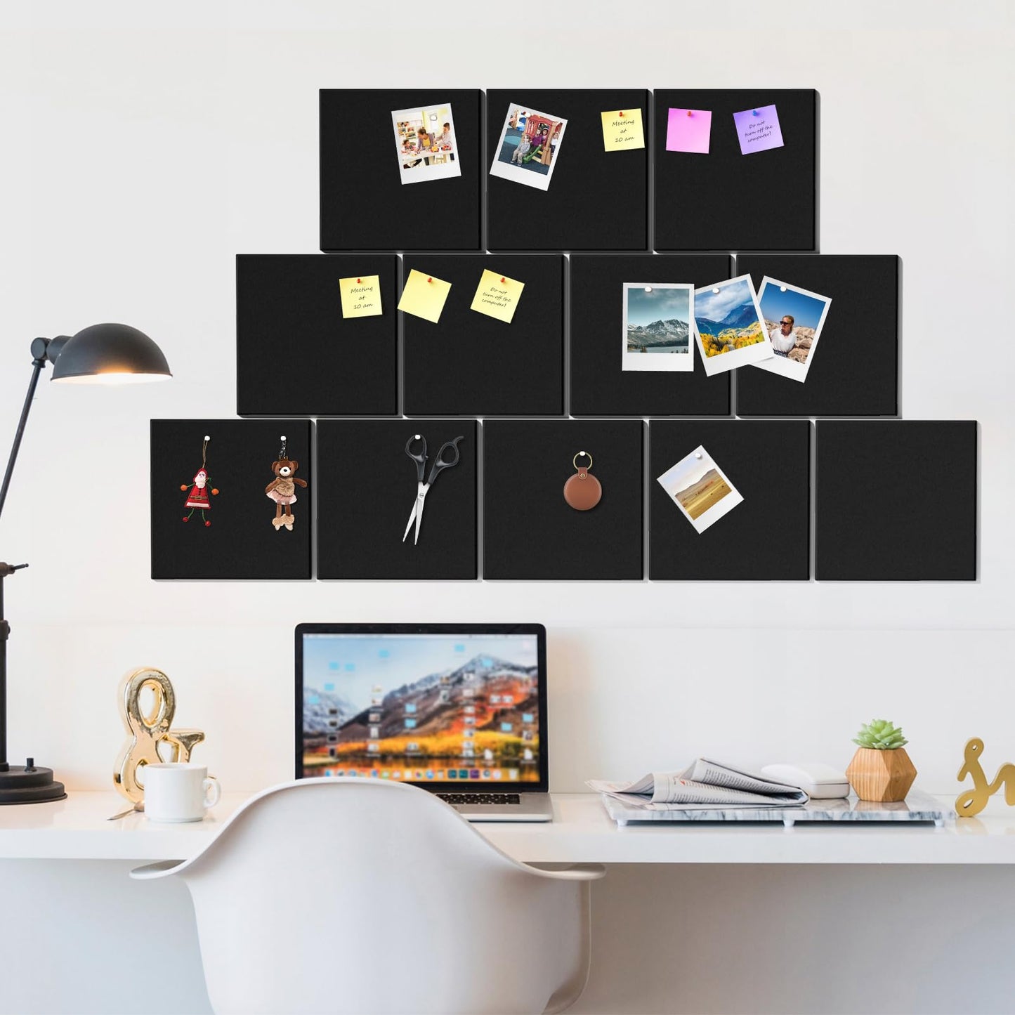MaxGear Felt Bulletin Board 48" x 36", Black Felt Wall Tiles Wall Decor