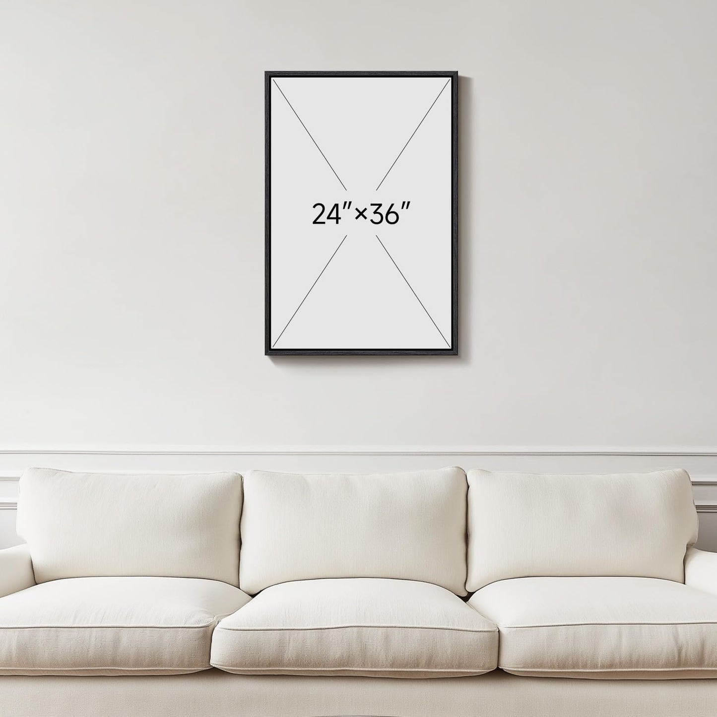 Framed Blue Abstract Wall Art, 1 Piece Large Modern Canvas Prints Paintings Artwork for Walls, Minimalist Blue Gray Cool Tones Pictures for Living Room Bedroom Dining Room Hallway Wall Decor 24x36 In