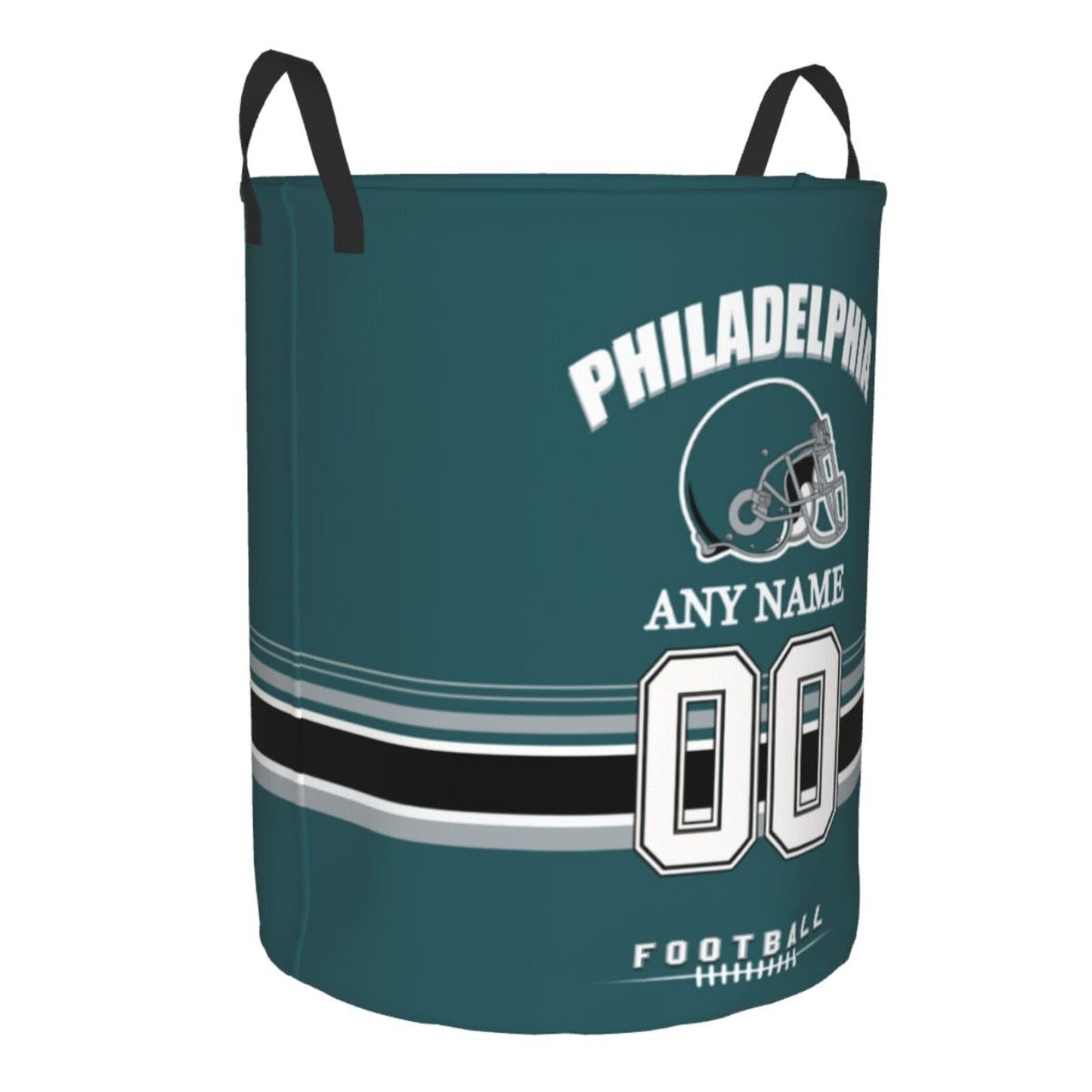 Philadelphia Laundry Hamper, Personalized Football Style Laundry Basket, Custom Name and Number Collapsible Storage Basket with Handle Gift for Bedroom Bathroom
