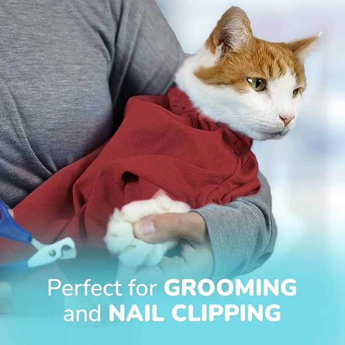 Cat-in-the-Bag Cozy Comfort Carrier - Extra Large Red Cat Carrier Soft and Pet Carrier for Nail Trimming, Vet Visits, Medication Administration, Dental Care, and Travel