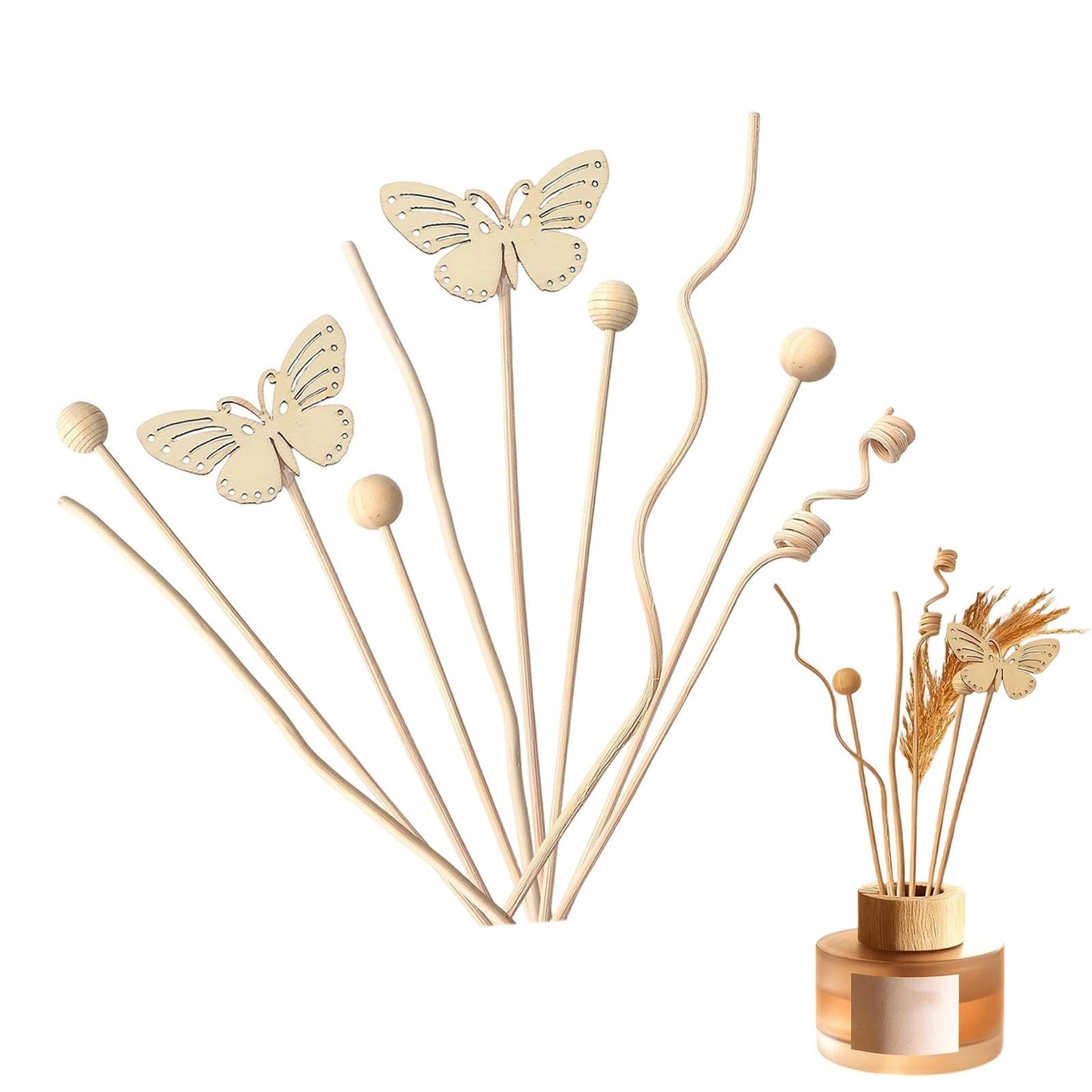 10Pack Reeds for Diffuser, Reed Fragrance Diffuser Flower Set, Reed Diffuser Stick, Fragrance Diffuser Replacement Rattan Stick, Rattan&Handmade Refill Replacement Sticks for House Bedroom Office ﻿