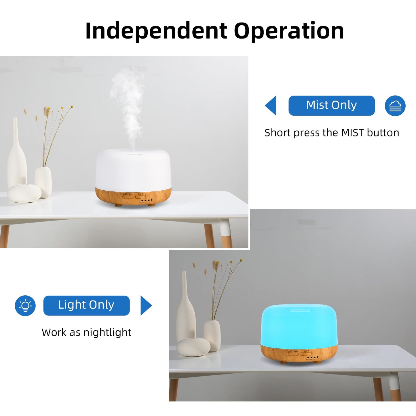 SPLITSKY Aromatherapy Essential Oil Home Diffuser with Remote Control, 300ML Large Room Cool Mist Air Humidifier, 8 Hours Quiet Operation, Timer, 7 Colors LED Night Night，Suitable Home,Yoga.