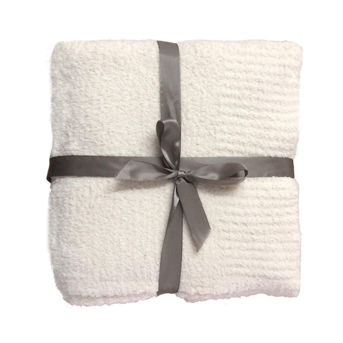 JOOJA Cream Throw Blanket for Bed, Super Soft Knit Blankets, Cozy Fleece Fuzzy Fluffy Plush Chenille Throws Blanket for Couch, Sofa, Cream, 60 x 80 inches