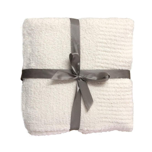 JOOJA Cream Throw Blanket for Bed, Super Soft Knit Blankets, Cozy Fleece Fuzzy Fluffy Plush Chenille Throws Blanket for Couch, Sofa, Cream, 60 x 80 inches