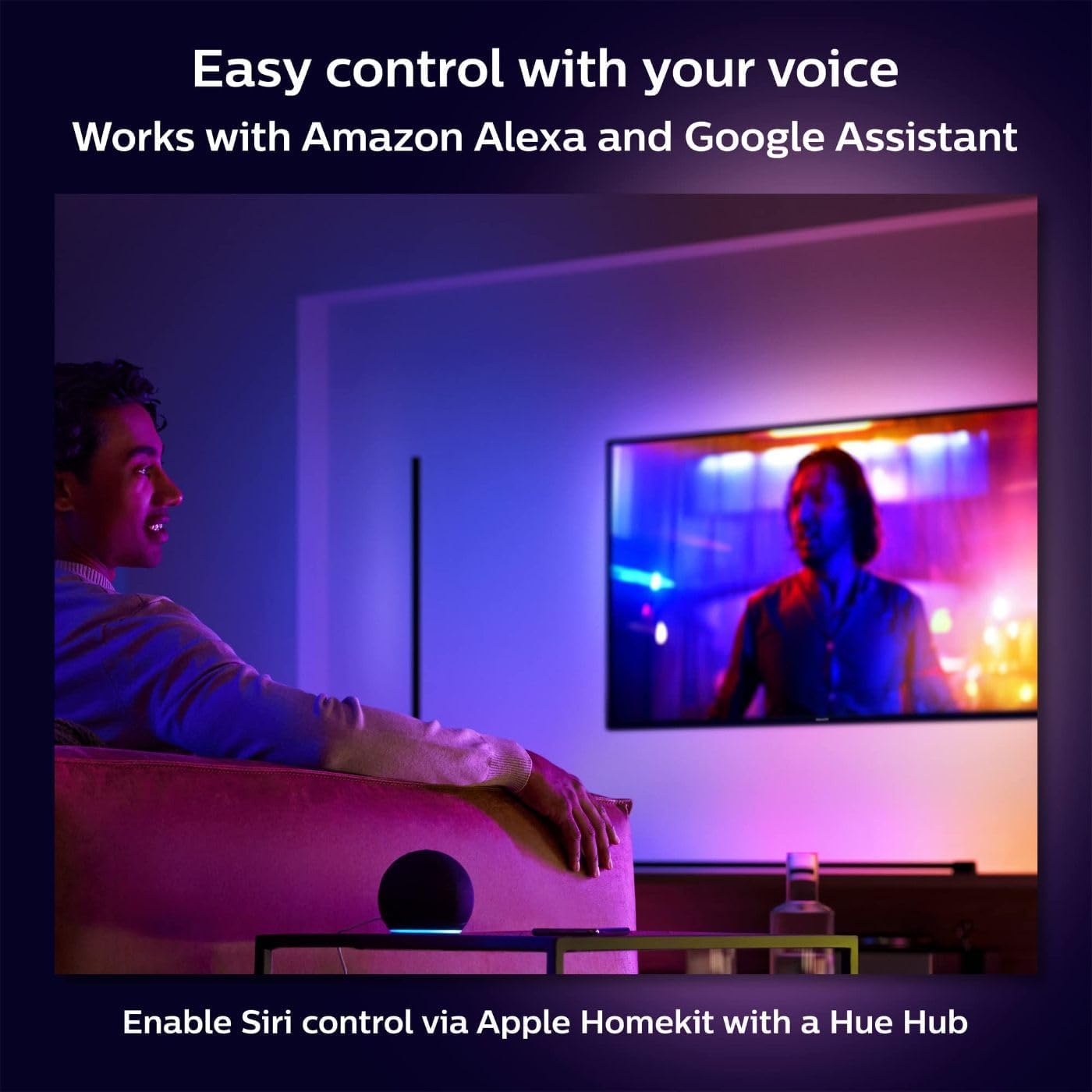 Philips Hue RGB Gradient Signe LED Smart Floor Lamp - Pack of 1 - Indoor - Flowing Multicolor Effect - Control with Voice or App - Compatible with Alexa, Apple HomeKit and Google Assistant - Black