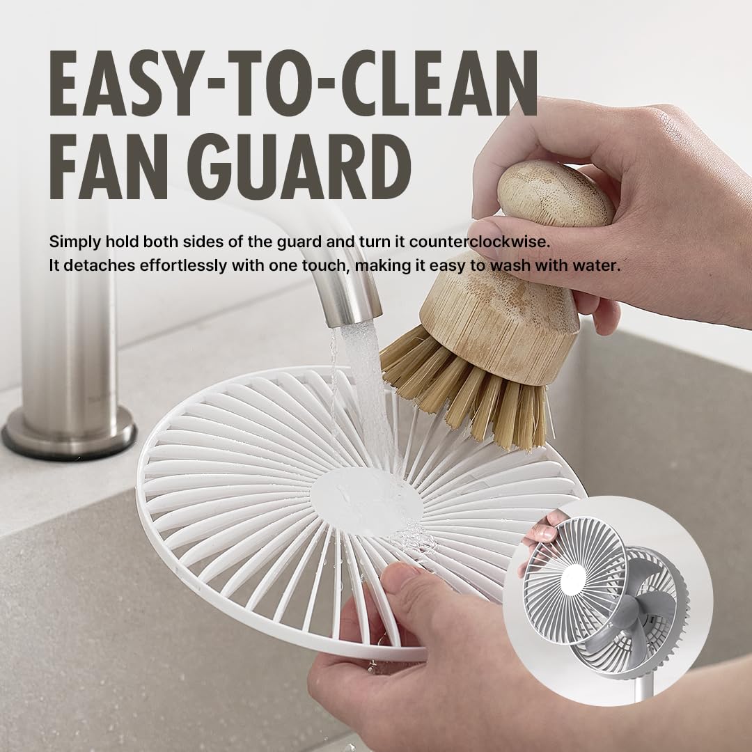 LUMENA Fan Stand 3Z - Portable Oscillating Desk Fan | 4-Speed Rechargeable 4000mAh Battery, Auto Swing, Timer, Sleek Matte Design for Home or Office (Dark Gray)