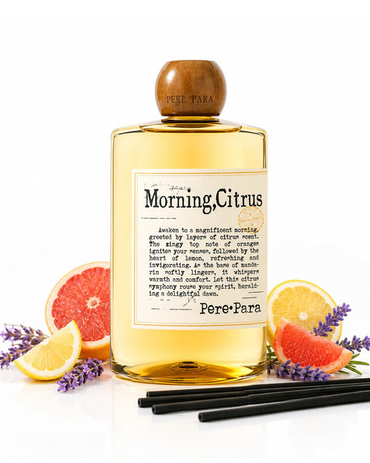Morning Citrus Scent Reed Diffuser Refill Set 13.53 fl oz with 6 Sticks,【Wake Up Your Space】 Luxury Natural Long Lasting Home Fragrance Oil Air Freshener for Living Room and Kitchen