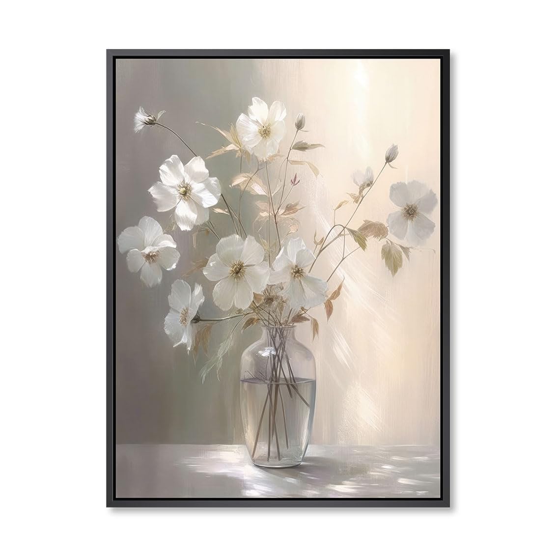daktenn Black Framed Wall Art Floral Canvas Wall Art Decor for Bathroom Wall Art Bedroom Framed Artwork Bathroom Pictures Wall Decor(Black Framed, 18x24)