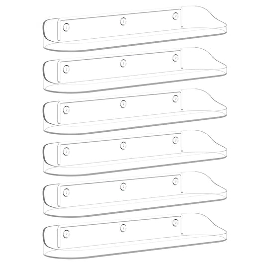 SpaceWhisper Floating Shelves for Wall, 6-Pack 15" Wall Shelves for Bathroom, Bedroom, Kitchen, Living Room, Display Hanging arcylic Shelf Organizer for Book, Picture Ledge, Room Decor (Clear)