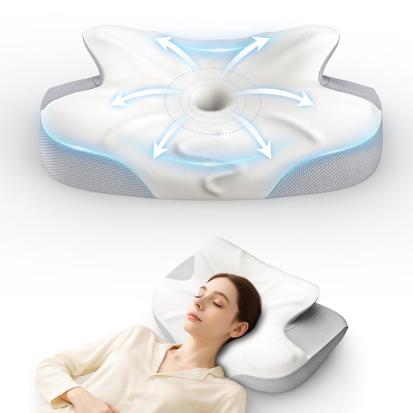 Ergonomic Cervical Pillow for Neck and Shoulder Support, Contour Memory Foam for Side and Back Sleepers, Hypoallergenic Design with Removable Pillowcase