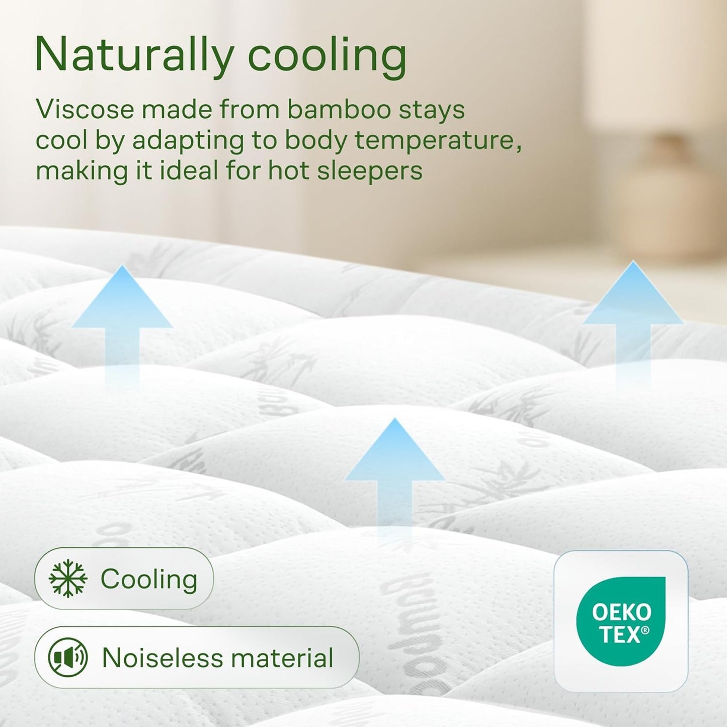 Niagara Sleep Solution Ultra Soft Twin XL Size Mattress Topper - Rayon Derived from Bamboo Pillow Top Mattress Pad for Back Pain Relief - Naturally Cooling for Hot Sleepers, White