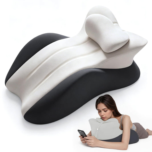 cjc Ergonomic Memory Foam Wedge Pillow 27° Support for Neck,Back and Waist,Multi-Position Bed Support Pillow with Removable Cover (Double Gray)