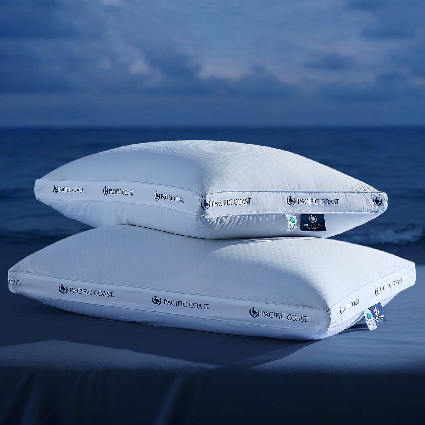 Pacific Coast ArcticLayer Adjustable Cooling Pillows - Queen Size 2 Pack, Luxury Sleeping Pillows with Washable Cover, Spine Alignment, Soft Down Fiber & Goose Feather Pillows, Gift-Ready