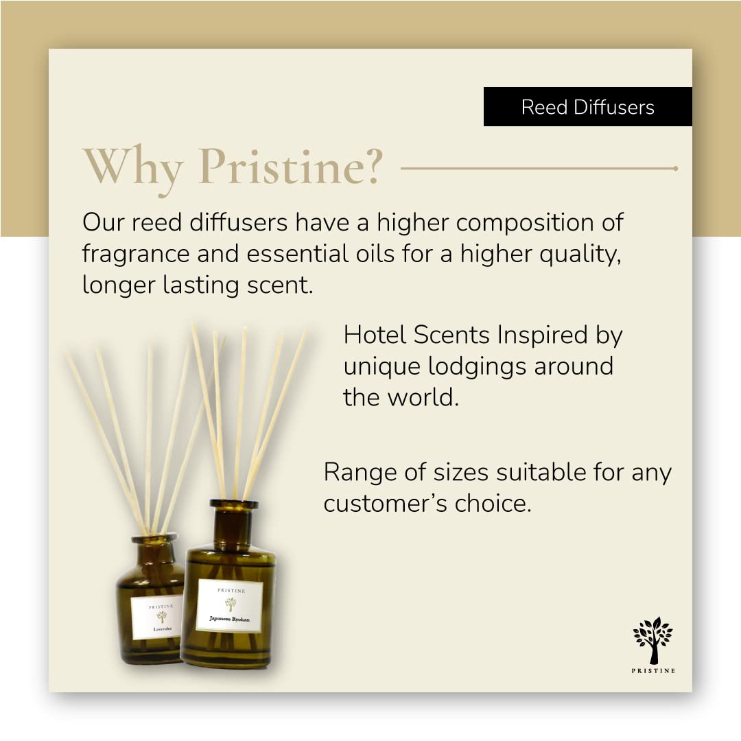 PRISTINE Himalayan Tea/Inspired by Westin Hotel Reed Diffuser for Home | Fresh Bergamot/White Tea Room Fragrance Reed Diffusers, Oil & Room Diffusers with Reed | Home Fragrance Scent Diffuser