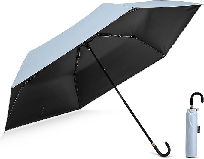 G4Free Mini Travel Umbrella UPF 50+ Ultralight Slim UV Protection Parasol, Windproof Compact Umbrella for Sun & Rain, Portable with J Hook Curved Handle Japanese Style for Women