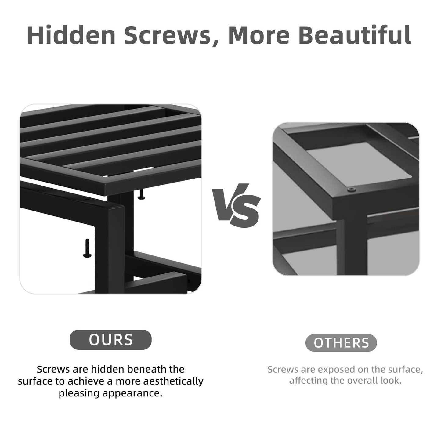 ZETONIQ Heavy Duty Metal Plant Stand Outdoor, 330 lbs Iron Square Plant Stand Indoor, Rustproof Low Pedestal for Large Flower Pots, Patio, Balcony, Garden Decor 2 Pack Black