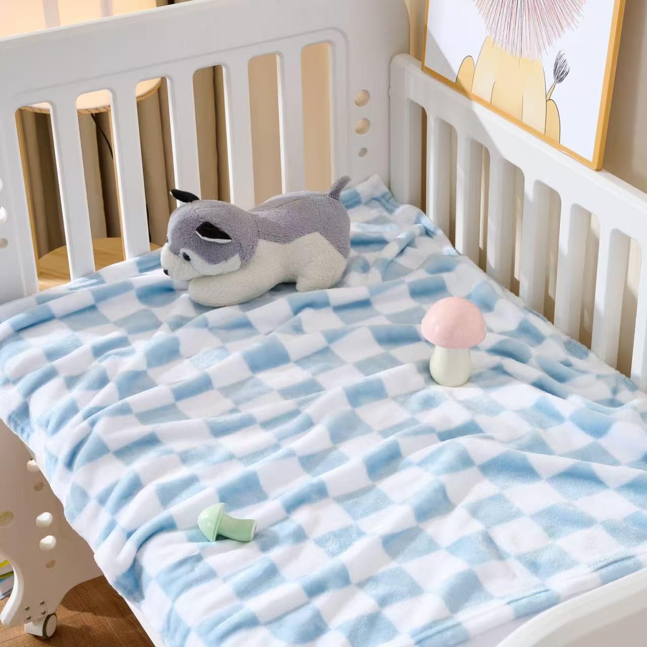 Yagle Mate 4 Pcs Baby Blankets, Fluffy Small Crib Baby Blankets for Boys, Fleece Checkered Blanket, Toddler Receiving Blankets 30×40